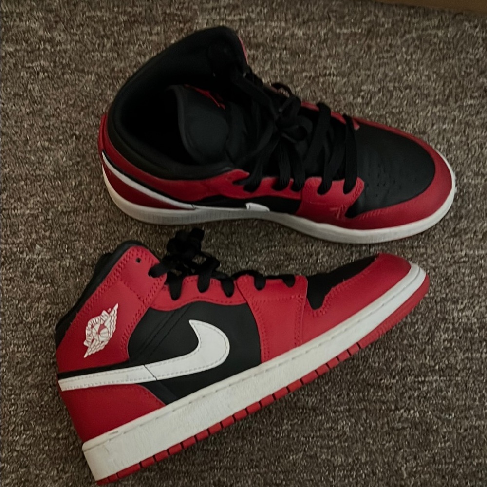 NIKE AIR JORDAN Red and Black Sneakers with White Accents